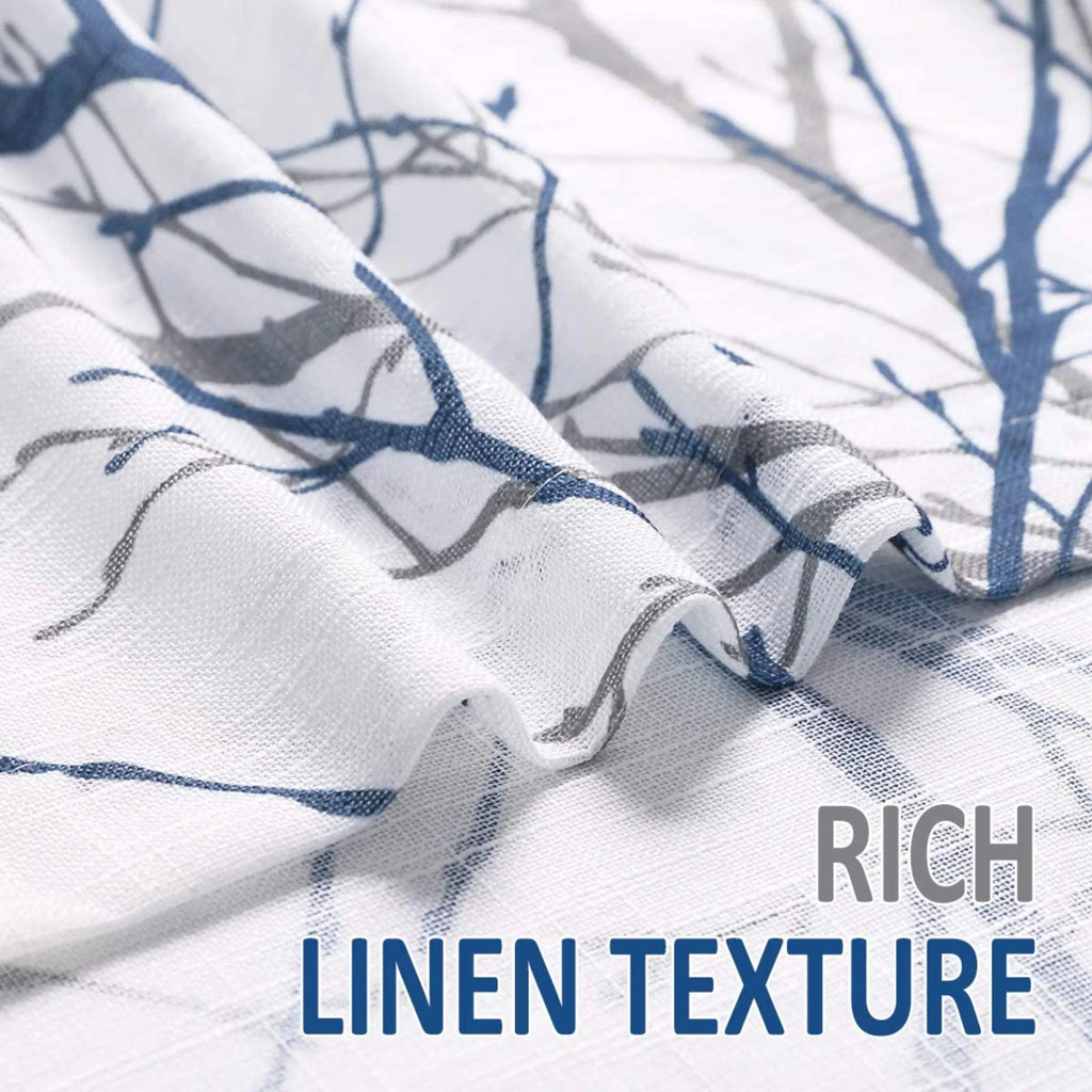 Textured Blue Grommet, Tree Set Branches Print Room Semi White Sheer Sheer for Curtain for Window Drapes Linen Decoultimatex Panels Bedroom, Curtain Gray 52"x84"x2 Living