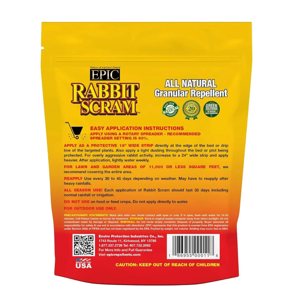 All Ready Granular 6lbs Rabbit Bag, Use Resealable EPIC Outdoor Animal Scram Natural To Repellent