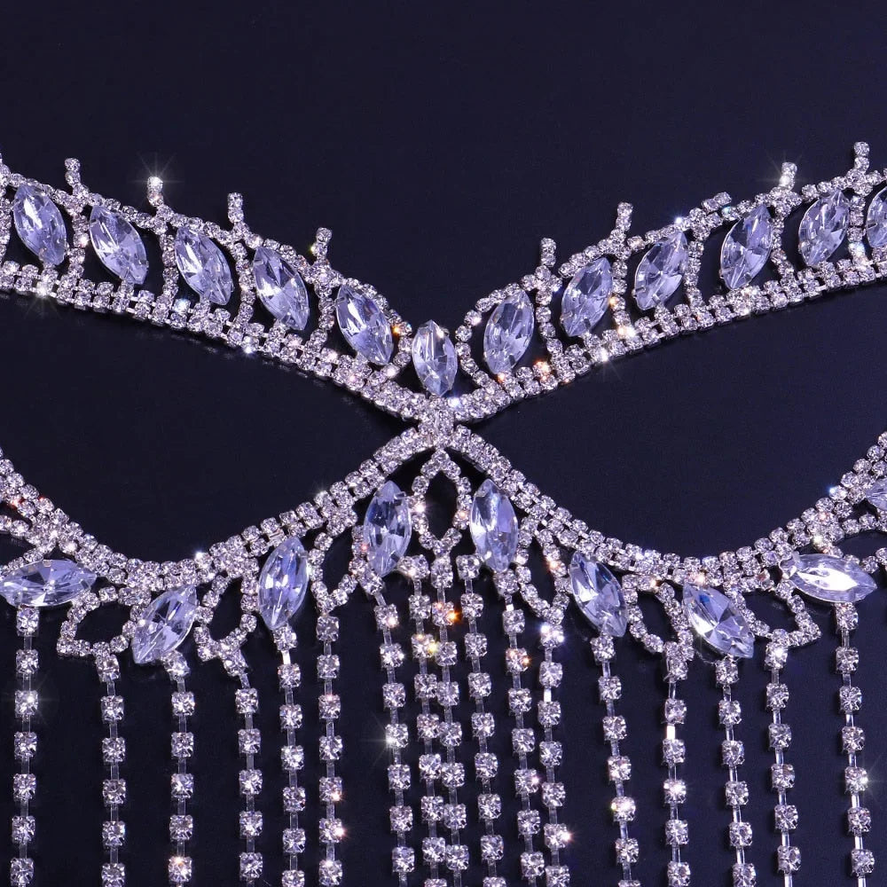 Tassel Women Jewelry Mask Chain Crystal Rhinestone Halloween Mask Face Face Mask Masquerade Face