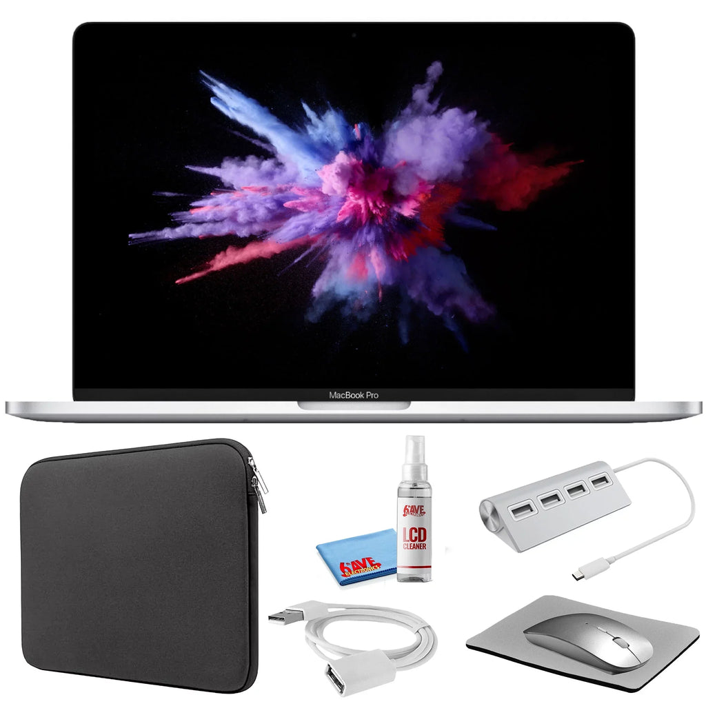 '- Bundle MacBook 13-inch Sleeve Zipper Cleaning Kit 128GB Black Laptop 2019, with MUHQ2LL/A) (i5 + (Mid Pro 1.4GHz, (Refurbished) Silver Starter Apple SSD) + Kit