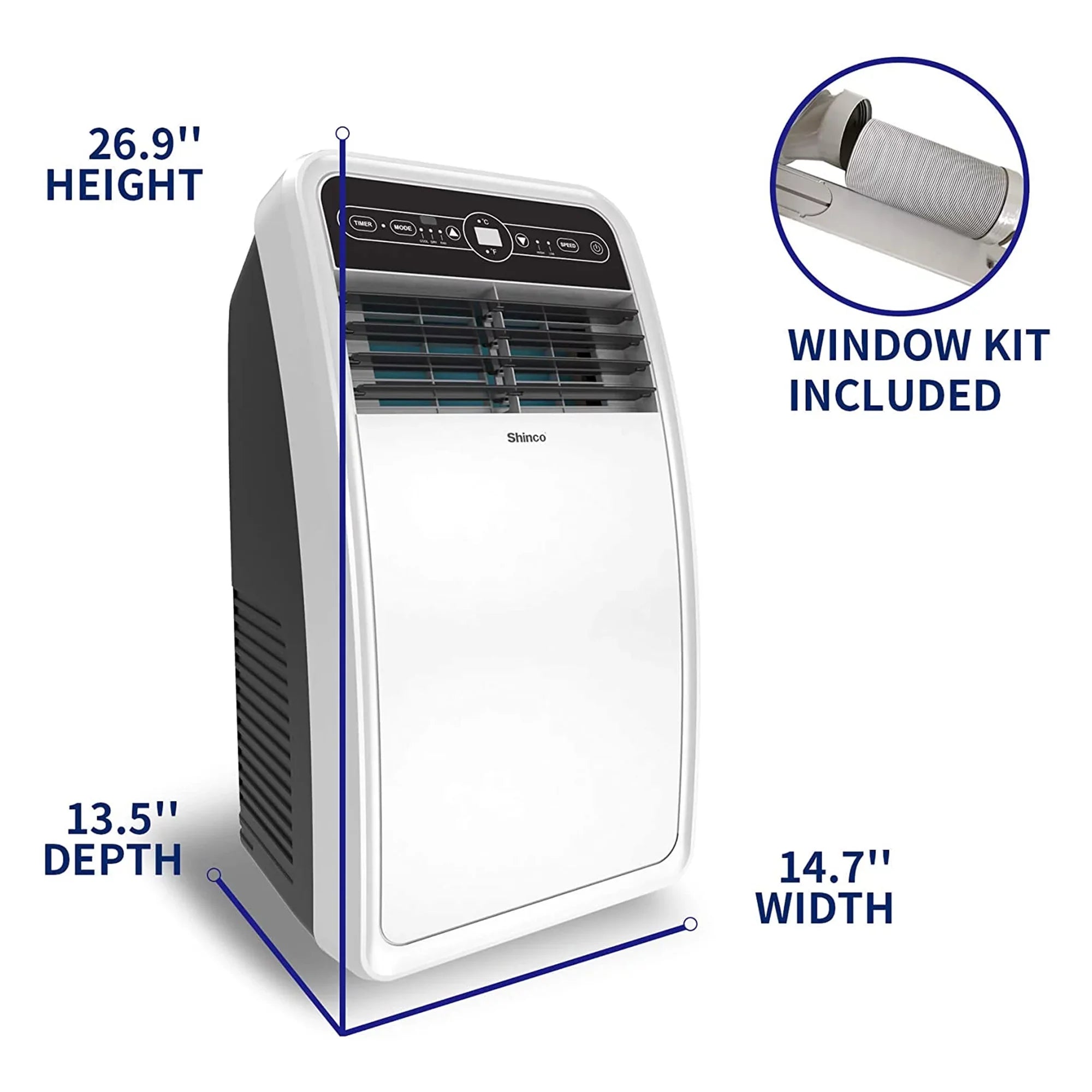 Portable AC 8,000 Unit, Fan and Dehumidifier, 200 for SqFt Shinco BTU Rooms