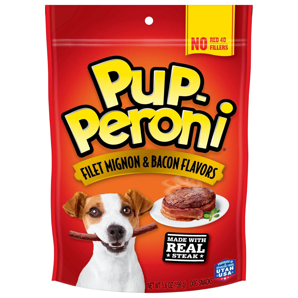 Dog Bag 8) Pup-Peroni Mignon & Treats, Flavor (Pack Filet of Bacon 5.6oz