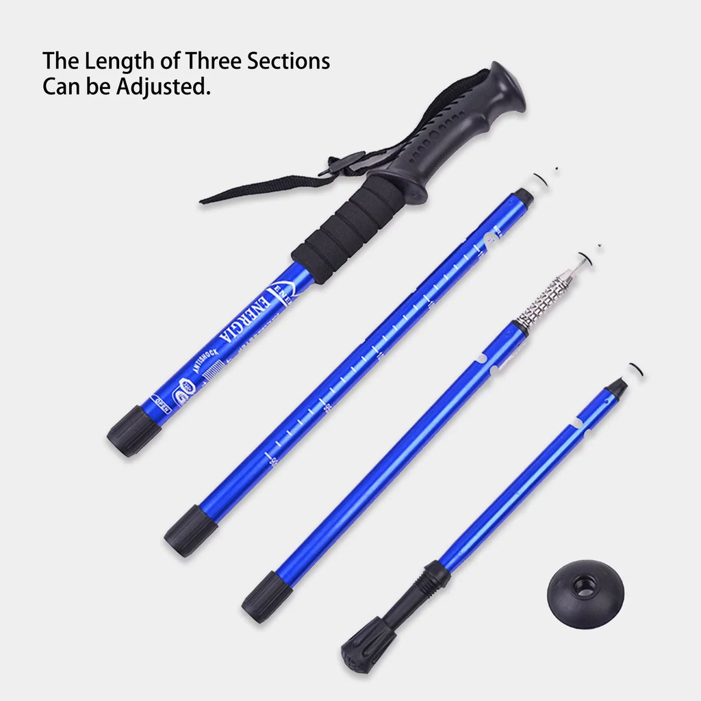 Adjustable Poles, Walking (19.7-43.3inch) Aluminum Blue Stick Poles, Trekking Set, Hiking Accessories, 2PK, Hiking
