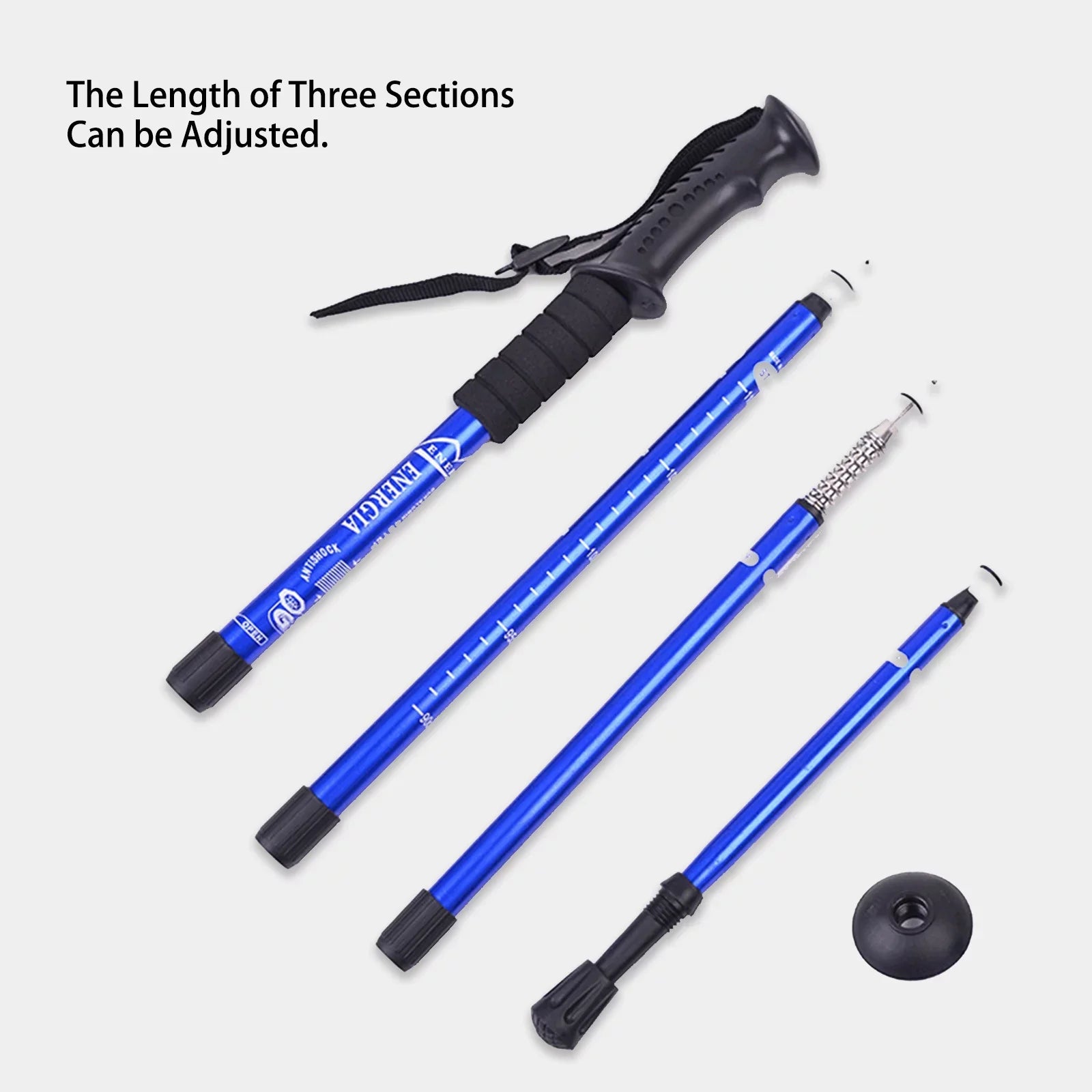Adjustable Poles, Walking (19.7-43.3inch) Aluminum Blue Stick Poles, Trekking Set, Hiking Accessories, 2PK, Hiking