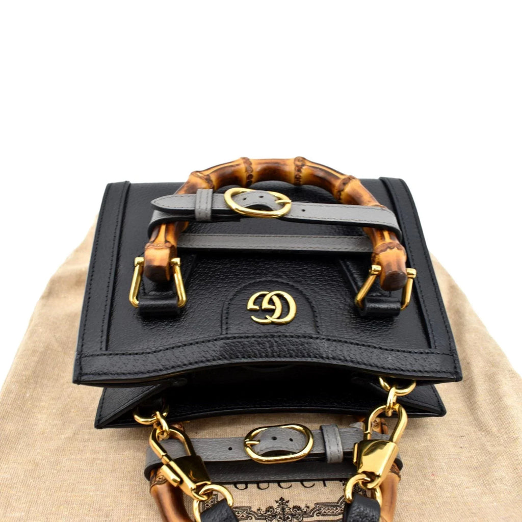 Mini 702732 GUCCI Bamboo Diana Pre-owned Tote Black Leather Bag
