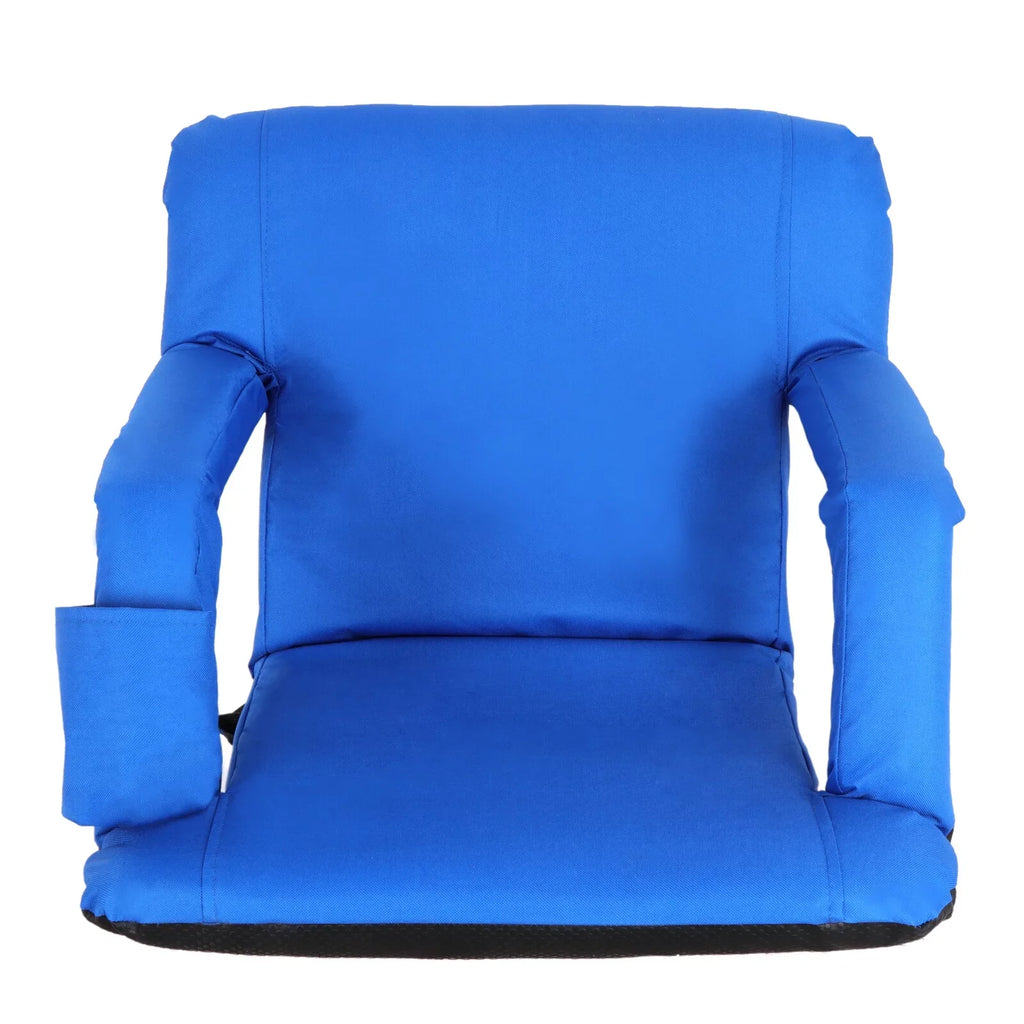 HomGarden Cushion Bleacher, Padded Folding Stadium Seat Chair Blue Portable