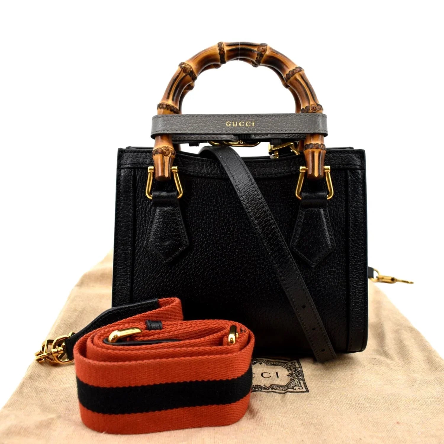 Mini 702732 GUCCI Bamboo Diana Pre-owned Tote Black Leather Bag