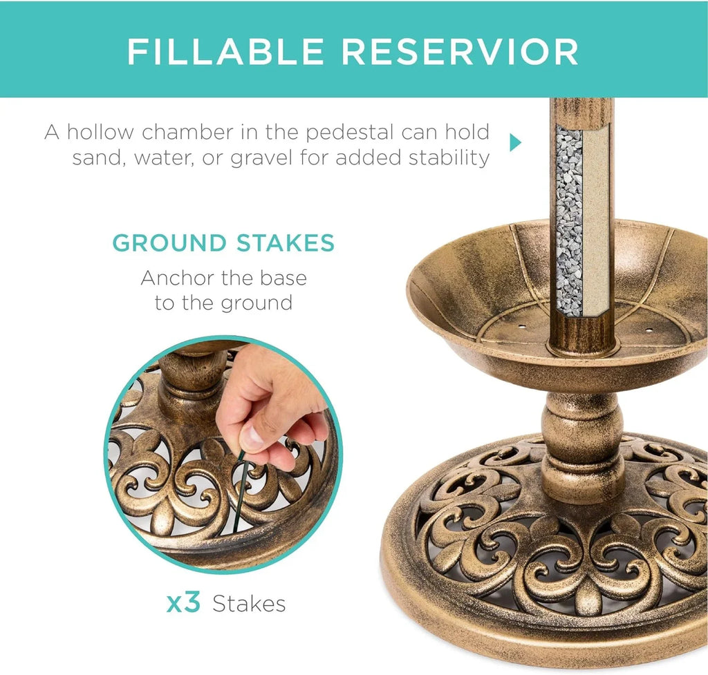 Panel, Bronze Decoration Pedestal Outdoor Lawn, W/Planter, - Scroll Integrated Solar For Garden Fountain Accents Bath Lighted