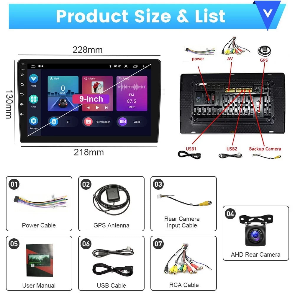 Wireless FM 2+64G Car WIFI Backup GPS Stereo Podofo 2006-2012 for USB Santa-fe Link Android Radio Hyundai Mirror 13 9'' Carplay Hifi,AHD Bluetooth Camera Auto Android