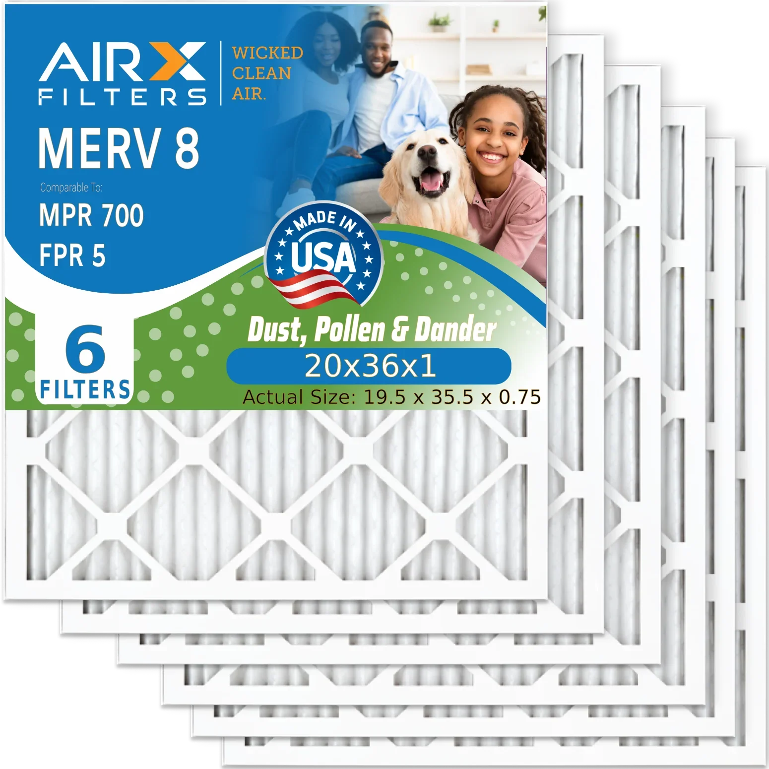 Filters Electrostatic 8 Filter & MERV 20x36x1 to Conditioner MPR CLEAN USA by 5 Furnace Comparable Made Air AC Premium 6 HVAC Pleated AIR. Filter Air Pack 700 WICKED AIRX 20x36x1 FILTERS FPR