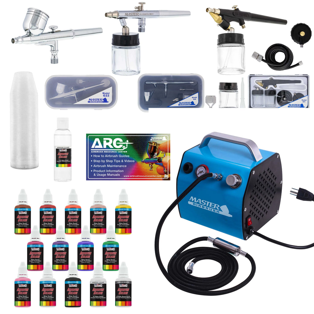 Compressor Kit Art Paint Airbrush Pro 3 Hobby Set Color Air System 12