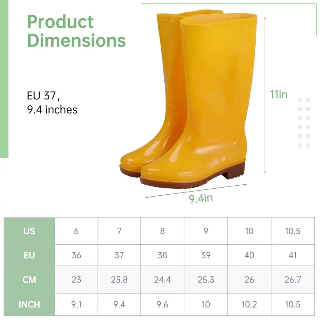 Outdoor Mid-calf Shoes, And Waterproof Cleaning Gardening Rain Lightweight Women's Rain Yellow Fashionable Boots Boots, Garden Footwear, for Works Rain