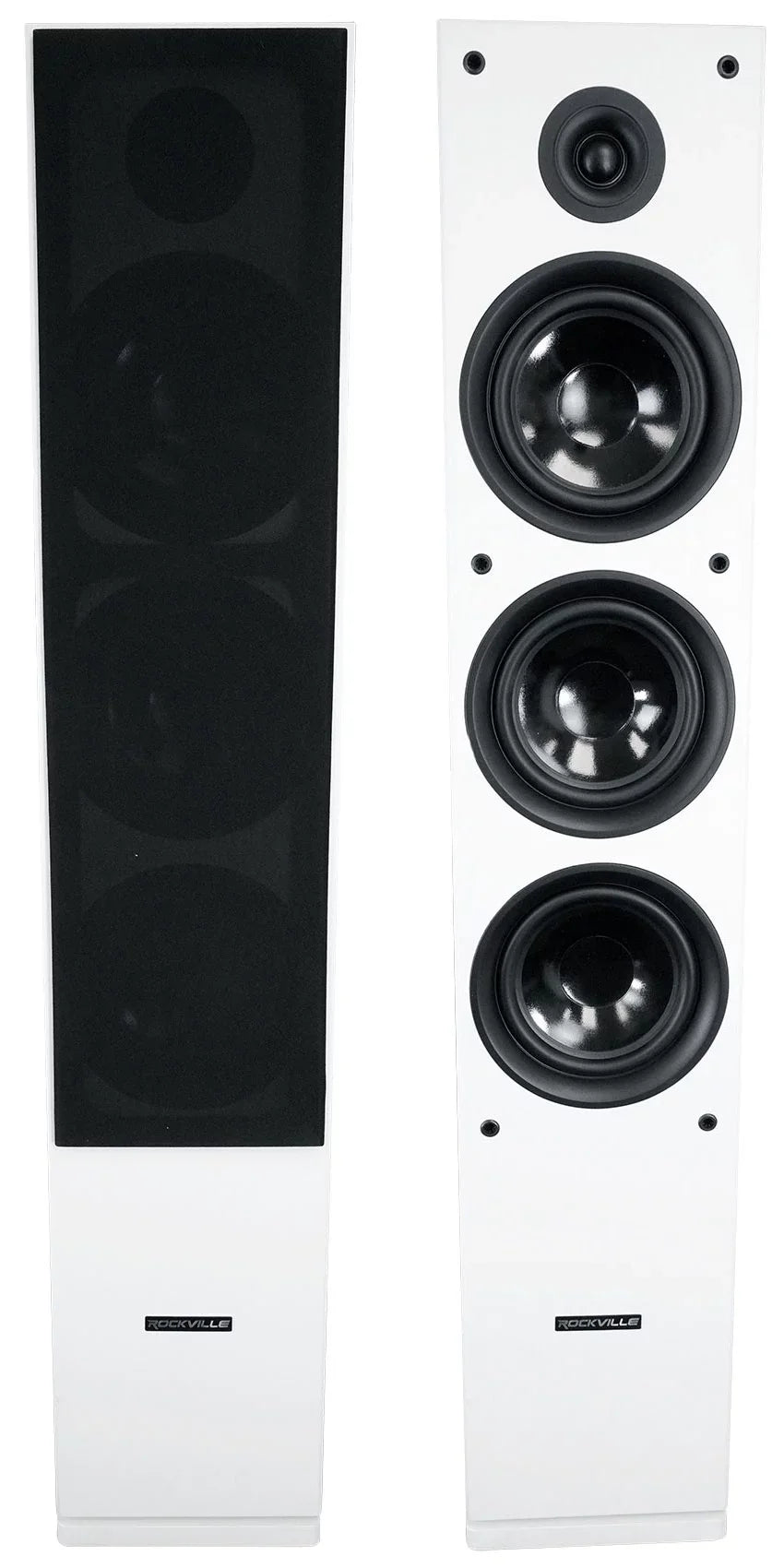 Home Ohm 8 RockTower Speakers 68W Audio (2) Tower White Passive Rockville