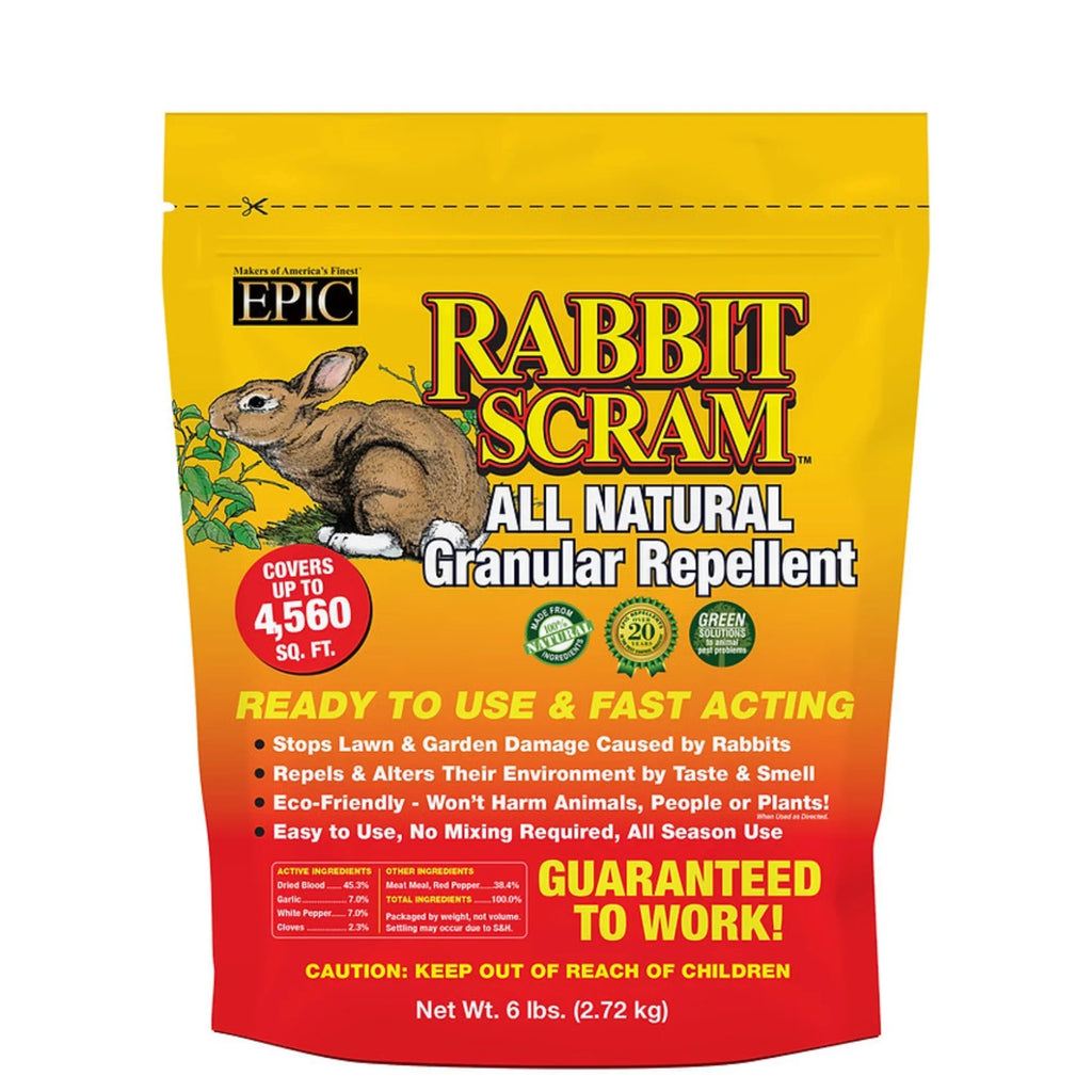 All Ready Granular 6lbs Rabbit Bag, Use Resealable EPIC Outdoor Animal Scram Natural To Repellent