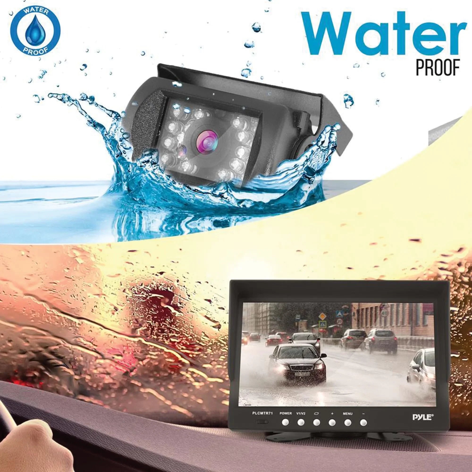 Night IR Monitor System Weatherproof and with 7" PLCMTR71 with Pyle Commercial-Grade Vision Camera Camera Backup