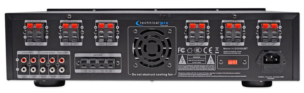 Bluetooth Wall Pro 6-Zone Theater Home 6000w Speakers Receiver+(6) Technical