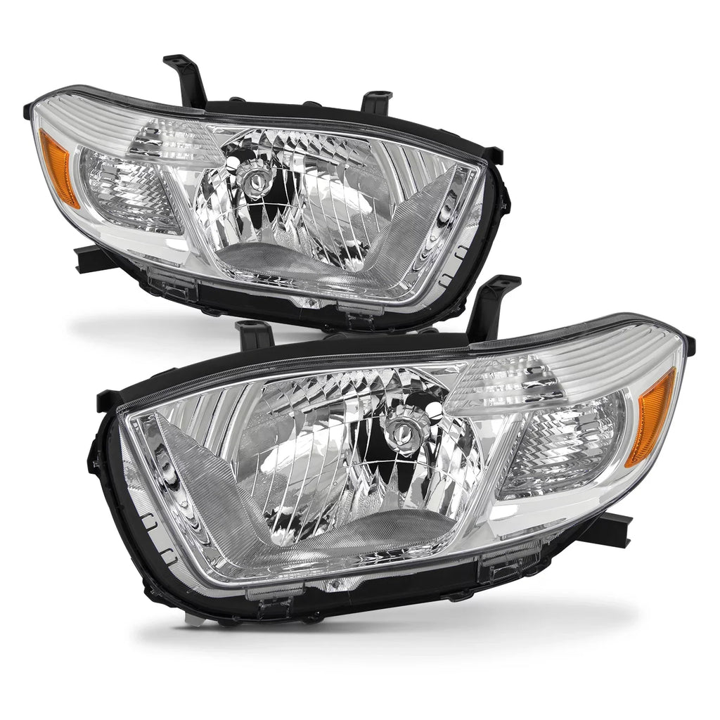 [Halogen Fits Chrome 2010 2008 highlander Type] - Headlights Left+Right 2009 Replacement Pair Toyota AKKON