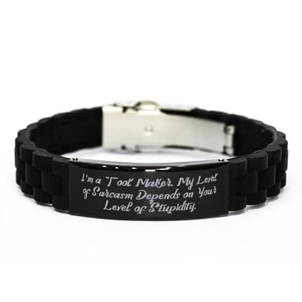 from Engraved Maker of. Maker. Useful I'm Tool Bracelet Women Clasp Black Level Tool Colleagues, Bracelet, Men My Glidelock a Present for