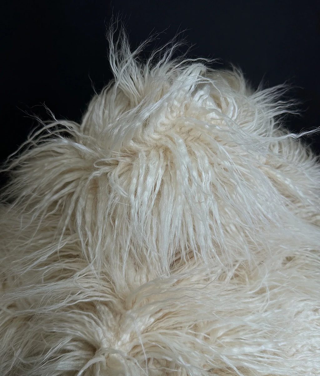 Yard Sewing CURLY FUR LONG Sold (Latte by 3.5" Cream) 2.3oz 58" / Craft, Wide Per Yard Cosplay Faux Continuous Fake Pile Fire Japanese Yarn Retardant Yak