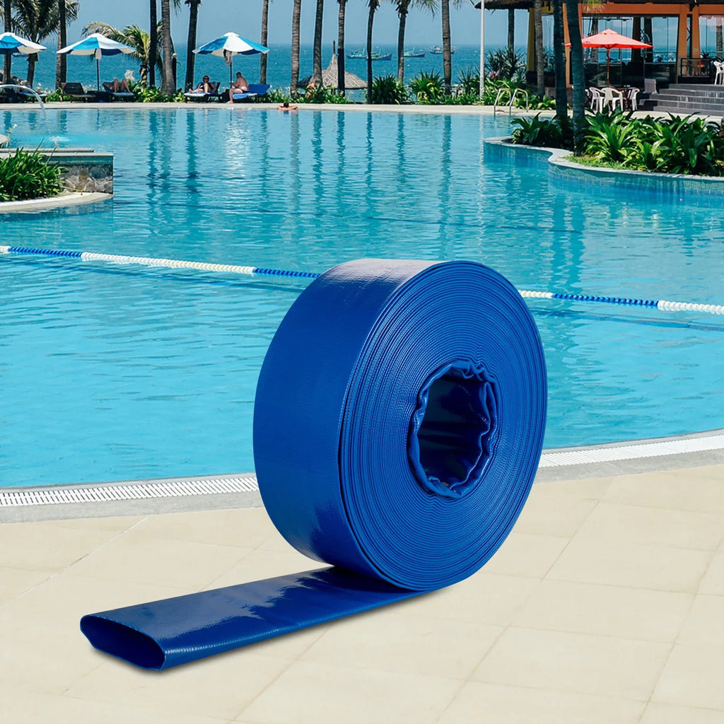 Water 1-12" Hose Drain Transfer, with Backwash & Heavy for Pool Discharge Hose, PVC Fabric 105', Hose, Blue & Duty Flat Weather-proof VEVOR x Burst-proof, Swimming Lay Ideal Clamps,