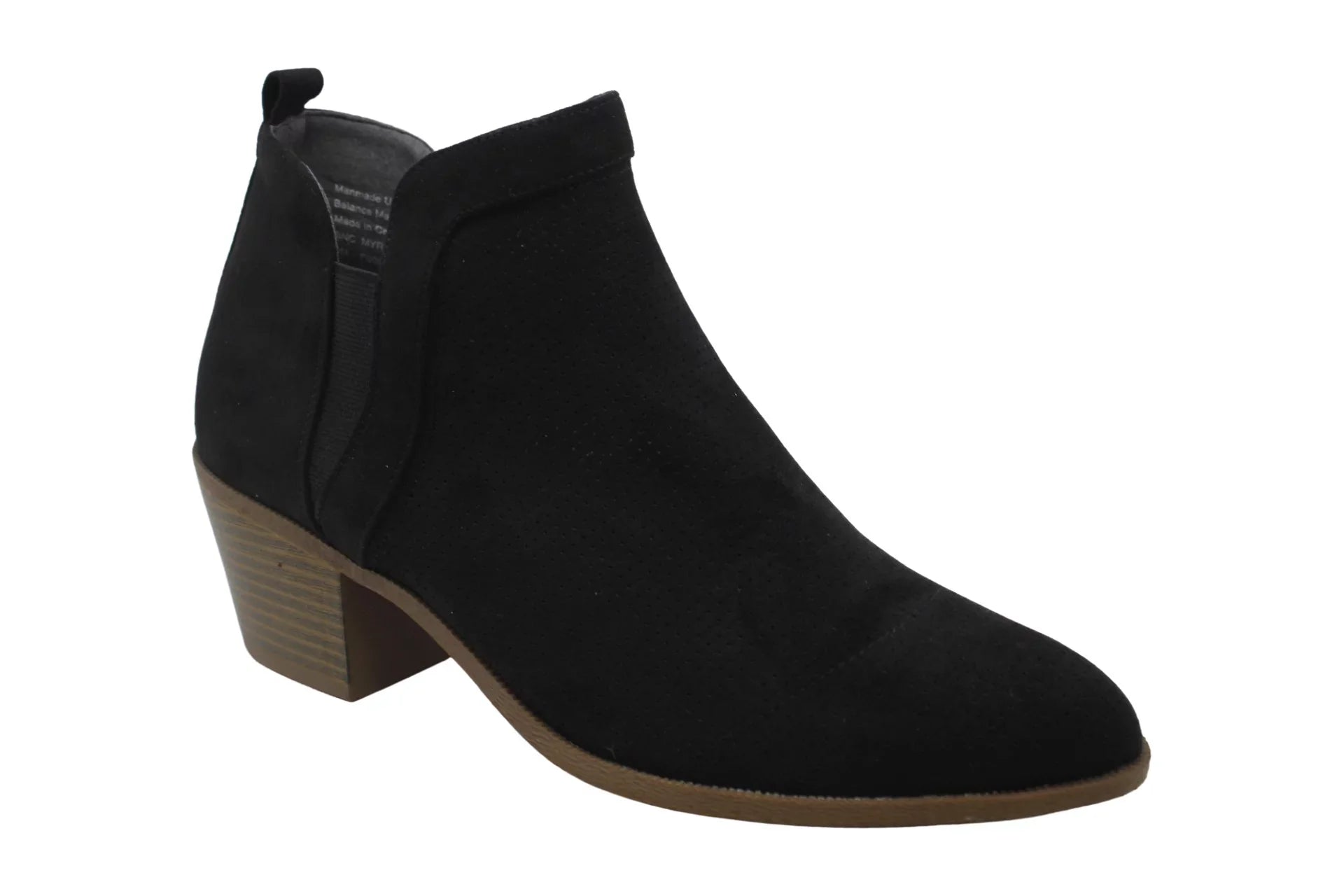 Booties Padded M Almond & Perforated STYLE 9 Heel Womens Myrrah COMPANY Gore Black Stretch Toe Block