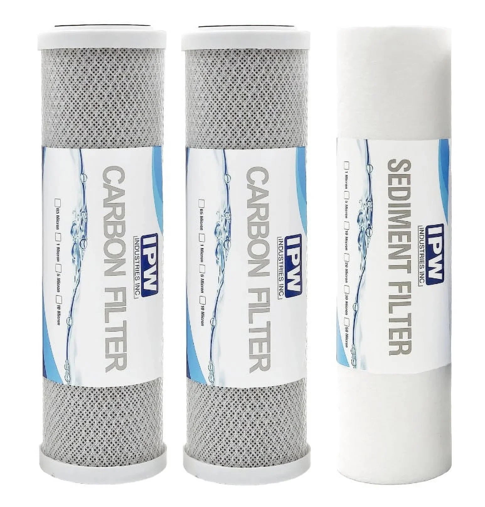 Replacement for Includes 3-Pack Sediment Block Krystal Carbon - Filters IPW Industries Filter Inc. & Filter Polypropylene Kit System RO Pure KR15