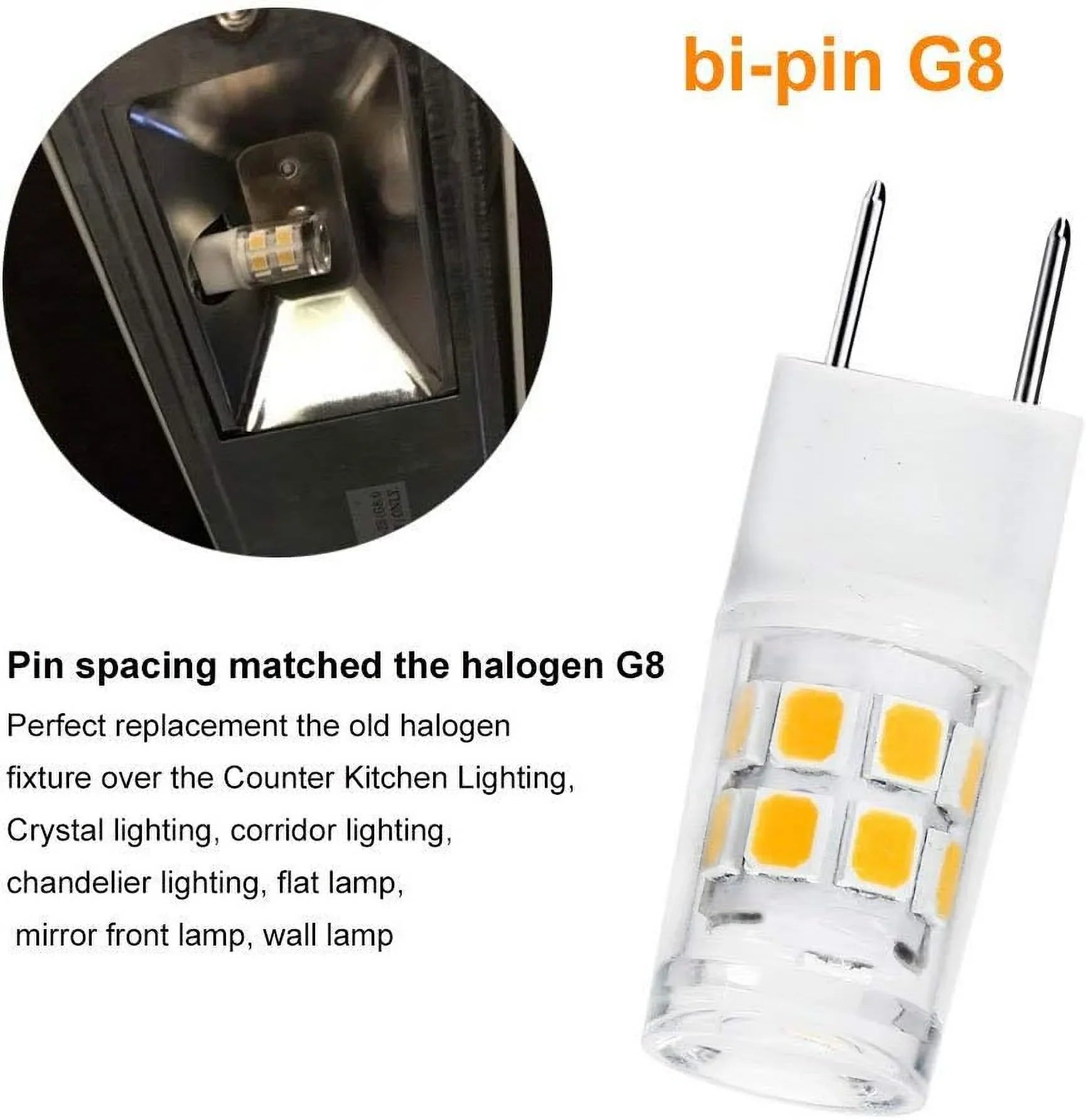 Bi-pin LED Replacement Under Warm Bulb for Lighting.Pack 2.5 Kitchen Watts of Halogen 20W 3000K Base G8 LED Base Type Bulb Light ETHT G8 White JCD Xenon Counter 120V 10(G8 - 10PCS) Warm ETHT White