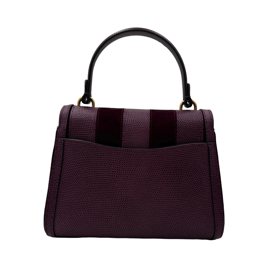 Spade Lizard-embossed Bag Small Top-handle Katy Burgundy - Kate Striped