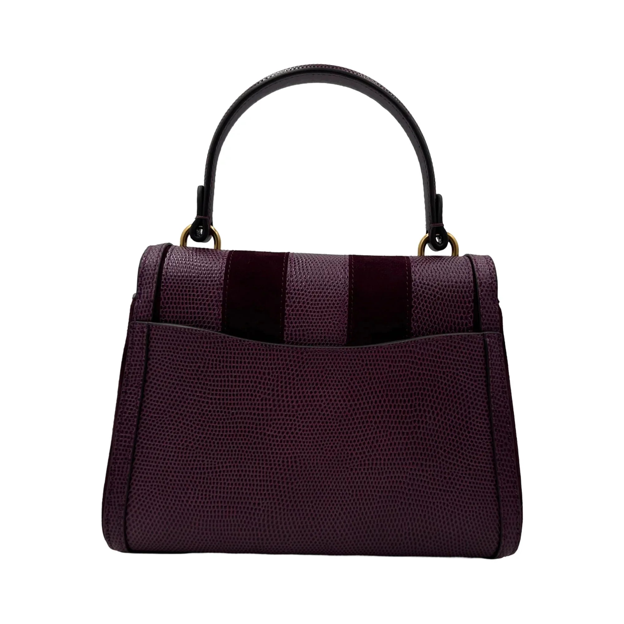 Spade Lizard-embossed Bag Small Top-handle Katy Burgundy - Kate Striped