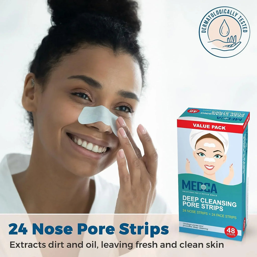 48 Pack, Pore Cleansers Facial Strips Sensitive Cleansing Strips MEDca Combo Deep
