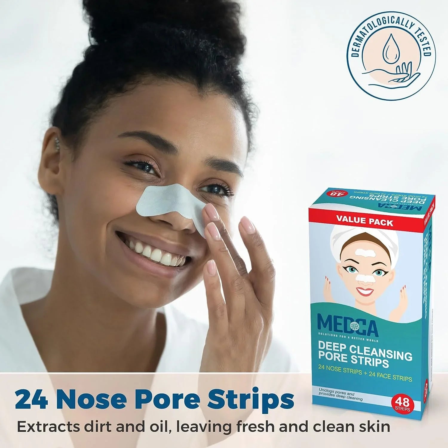 48 Pack, Pore Cleansers Facial Strips Sensitive Cleansing Strips MEDca Combo Deep