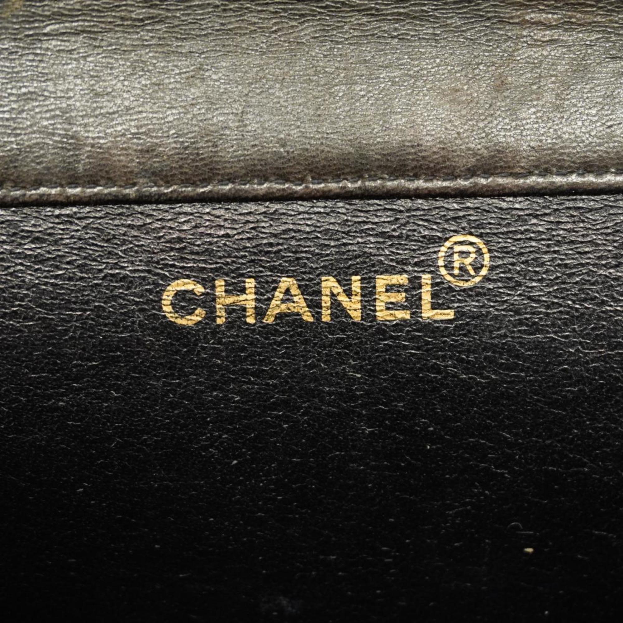 Women's Bag Matelasse Shoulder (Good) Pre-Owned Lambskin Double Chain Black W Face Chanel