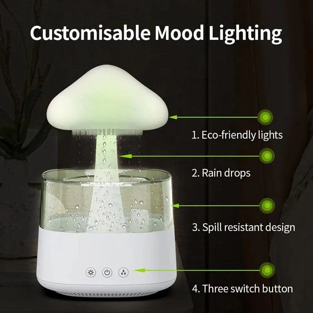 Sleep Fountain Aromatherapy 7 Mist, Cloud Diffuser CJC Drop Rain 450ml Colors Bedside Humidifier Light, Essential Water Desk Relax LED Oil