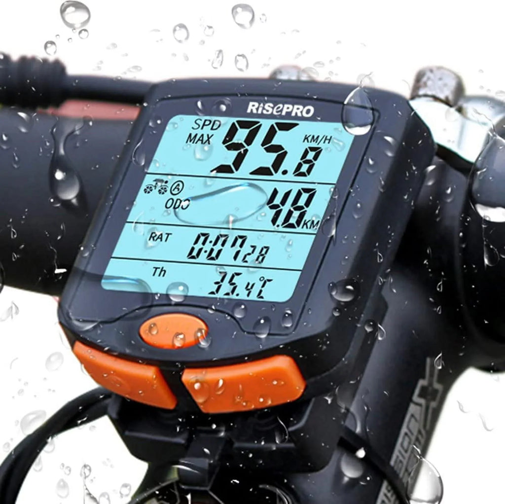 Waterproof Speedometer Multi YT-813 Line Bike Wireless 4 Odometer Function Computer, RISEPRO Cycling with Bike Backlight Bicycle Display