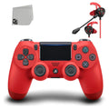 Sony AXTION Earbuds Dual + Controller Gaming New) Console Wired Shock For BOLT Bundle Red Like PS4 (Refurbished: Pre-Owned