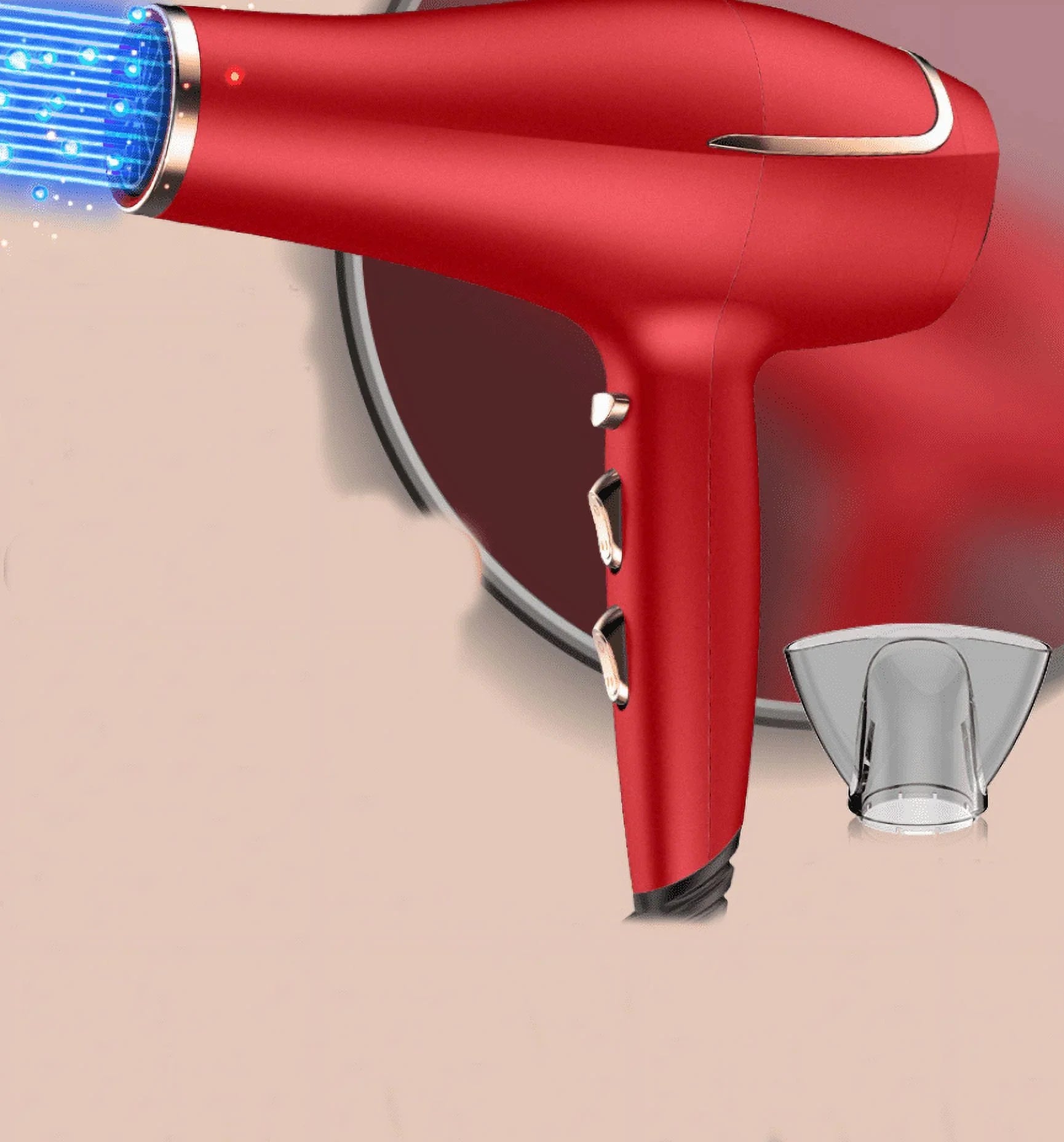 hot Dryers air Shinier Function 2 CONFU for Concentrator Dryer, and Settings, High for Nozzle(Red) Heat Dryer, Results, Button, Hair and Shot Women, Hair Speed Ionic Power Cool 3 cold 2300W