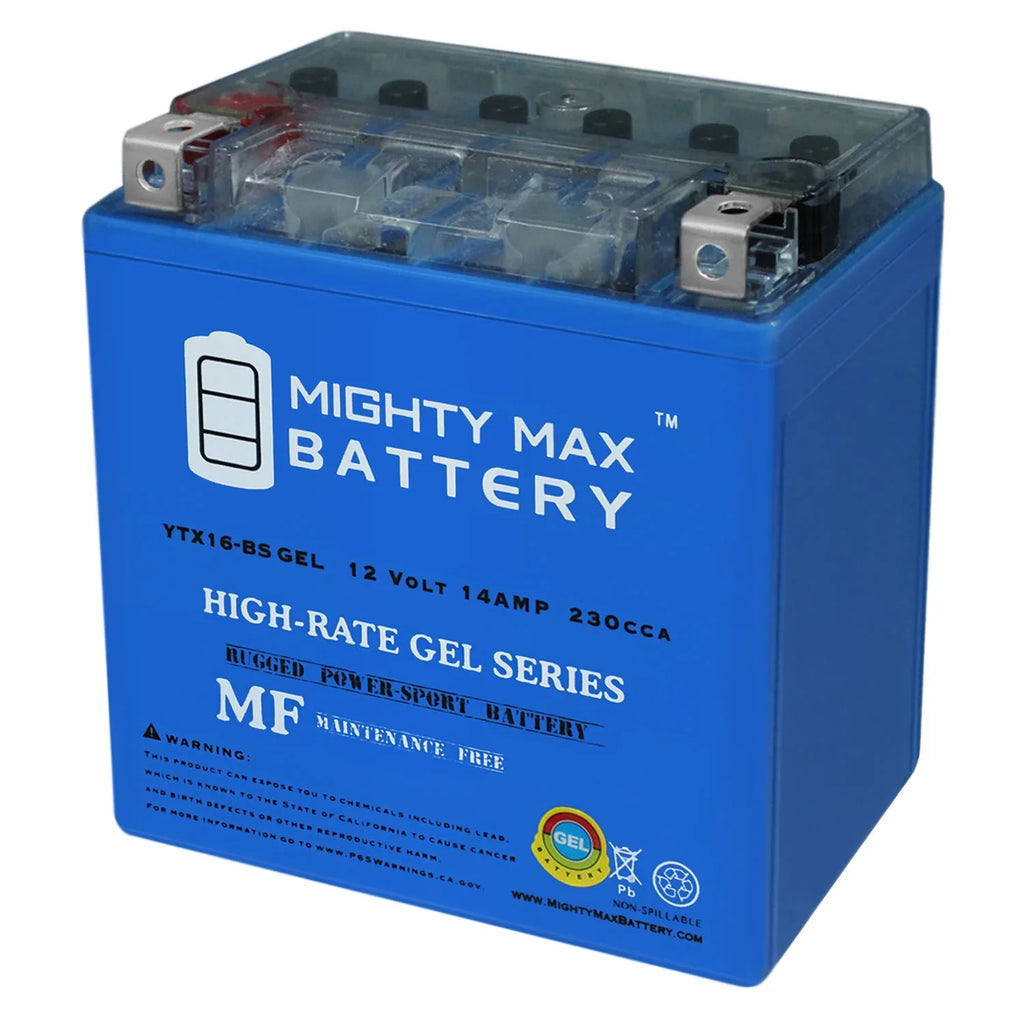 450 Rancher Honda Replaces GEL YTX16-BS TRX Battery Rubicon Foreman