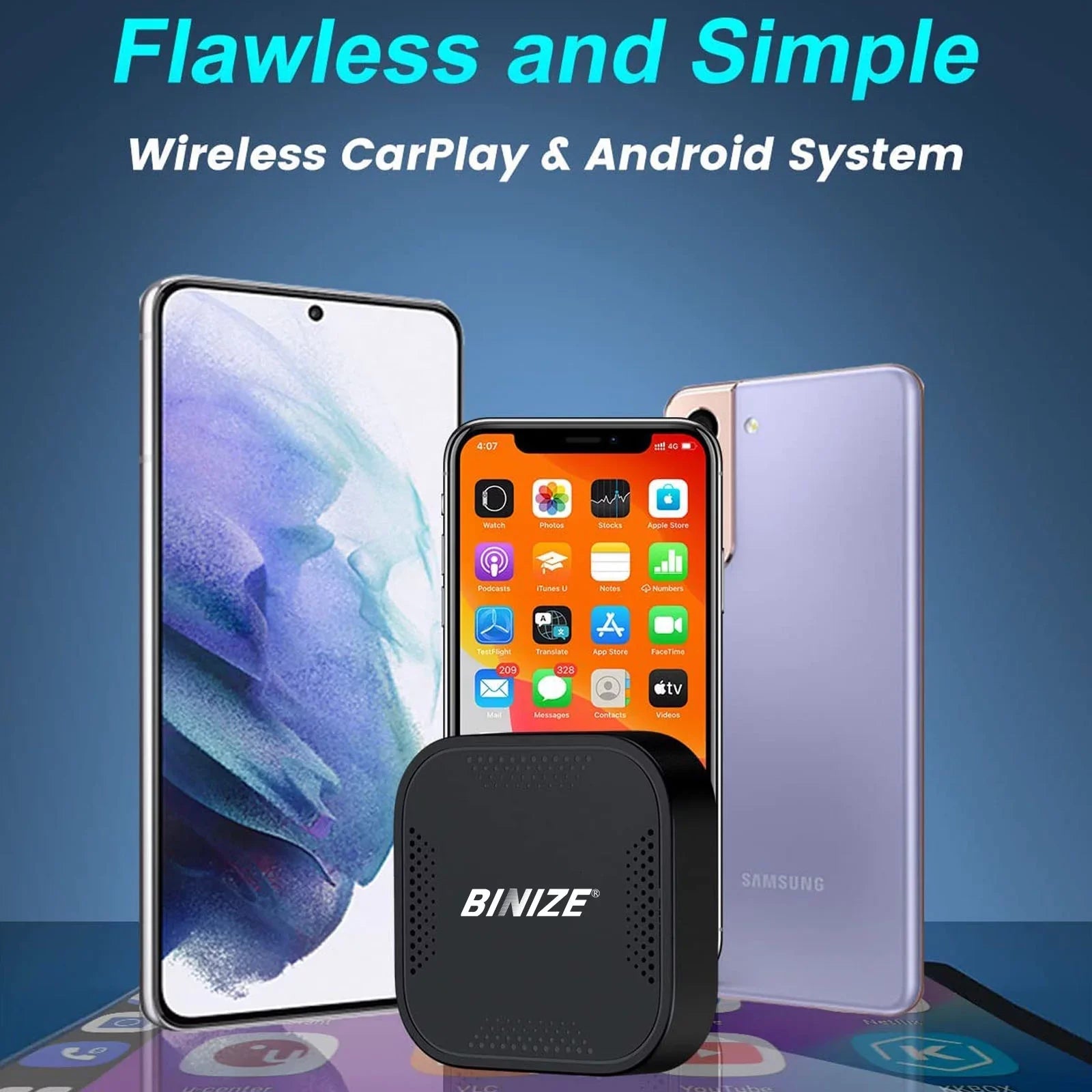 Auto YouTube with Navigation,Support Box Wireless System,Built-in Android CarPlay&Android Only Cellular,4+64G,8Core, Netflix,etc BINIZE Cars Wired CarPlay,Wireless for Fit OEM/Factory 4G ai