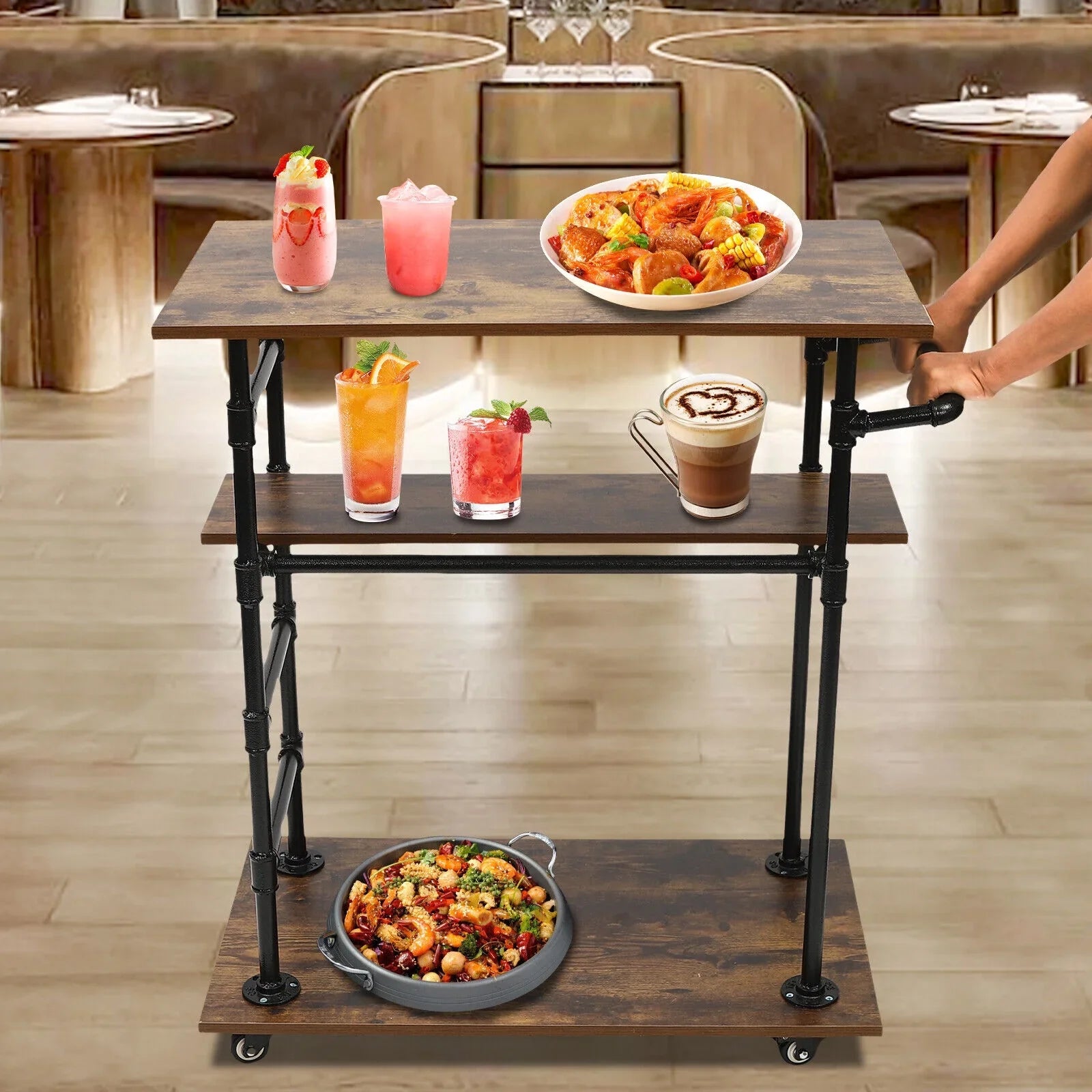Universal Kitchen Wheels W/ Removable x17.7"W Cart Hooks x39.4"H 3 Layers 31.5"L