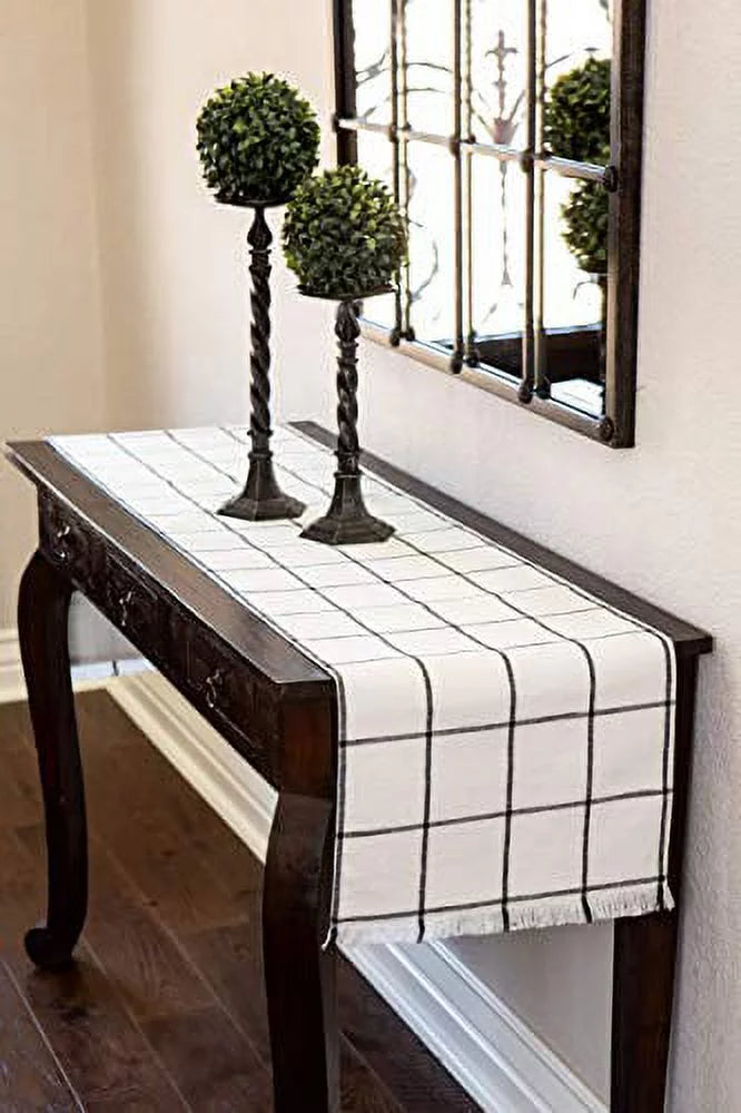 Table Cotton Sticky Kitchen Table for Dining, Cloth Farmhouse or in Toffee 14 DÃ©cor Runners in, Cream x 72 Plaid Table Woven Runner