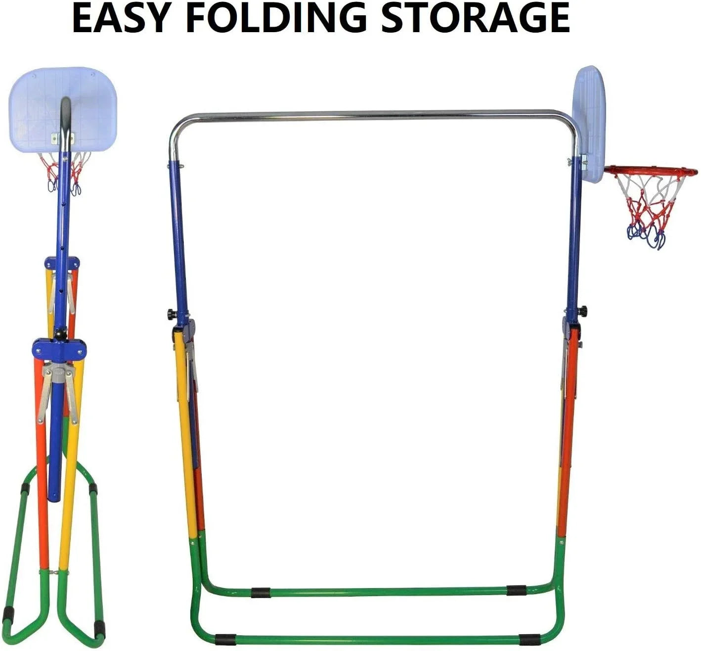 Home Folding Bar Swing, for Bar - 4-in-1 Rings, Training Hoop Gymnastics Height-Adjustable Basketball with Set Junior Gym