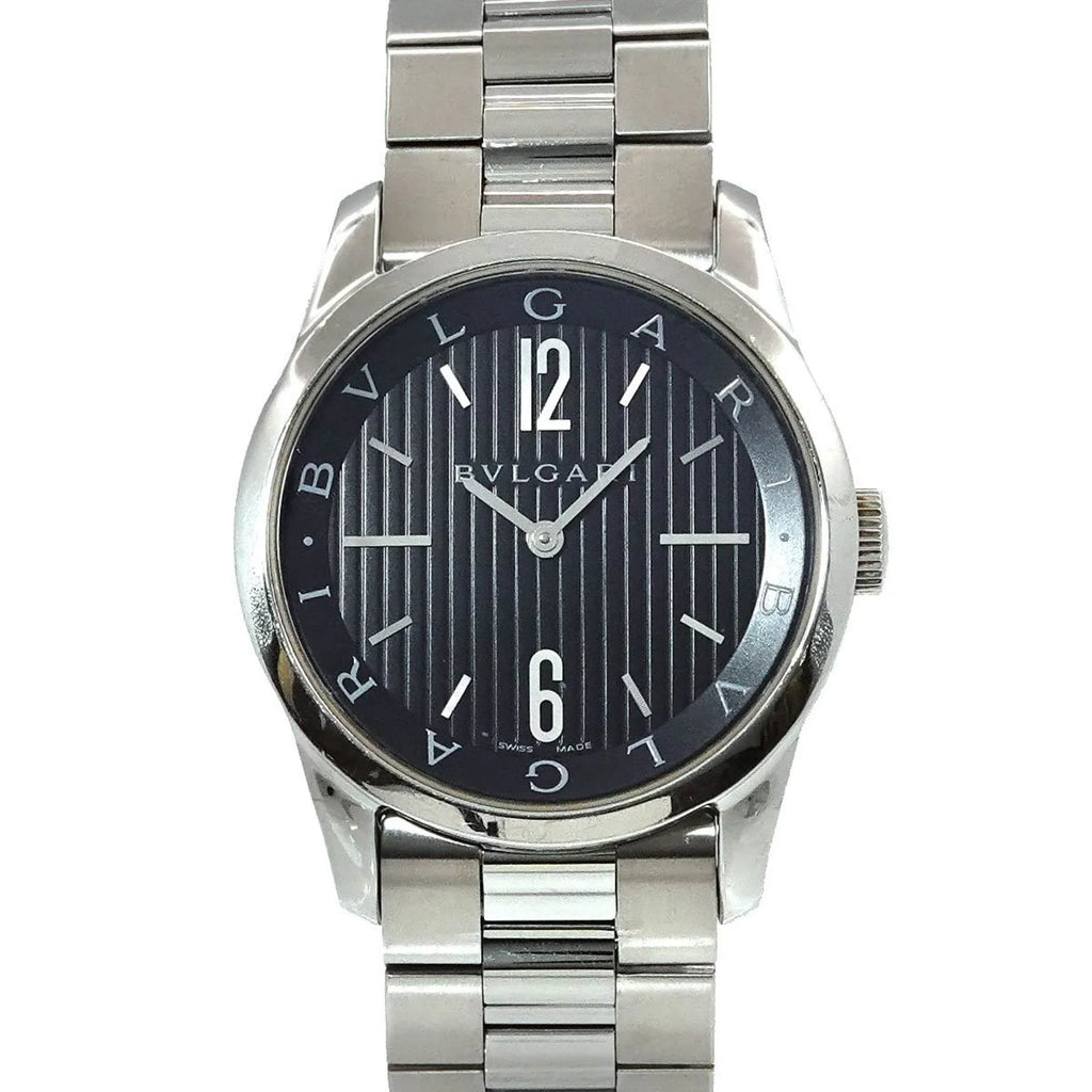 Pre-Owned Dial Quartz Bulgari Men's Black Watch Solotempo ST37S BVLGARI (Good)