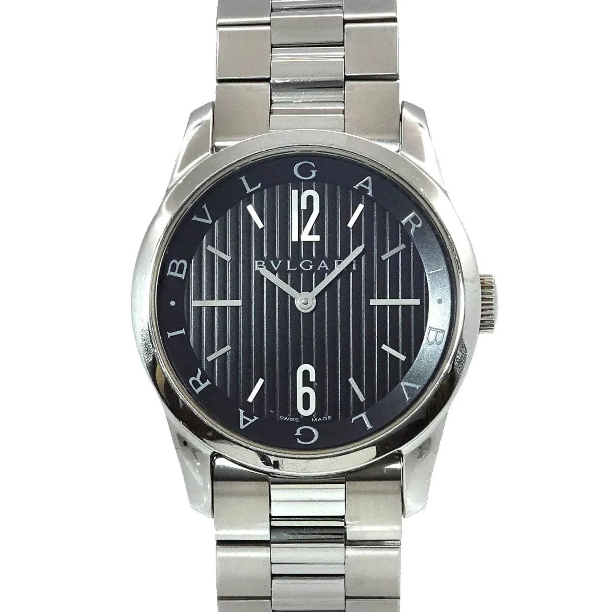 Pre-Owned Dial Quartz Bulgari Men's Black Watch Solotempo ST37S BVLGARI (Good)