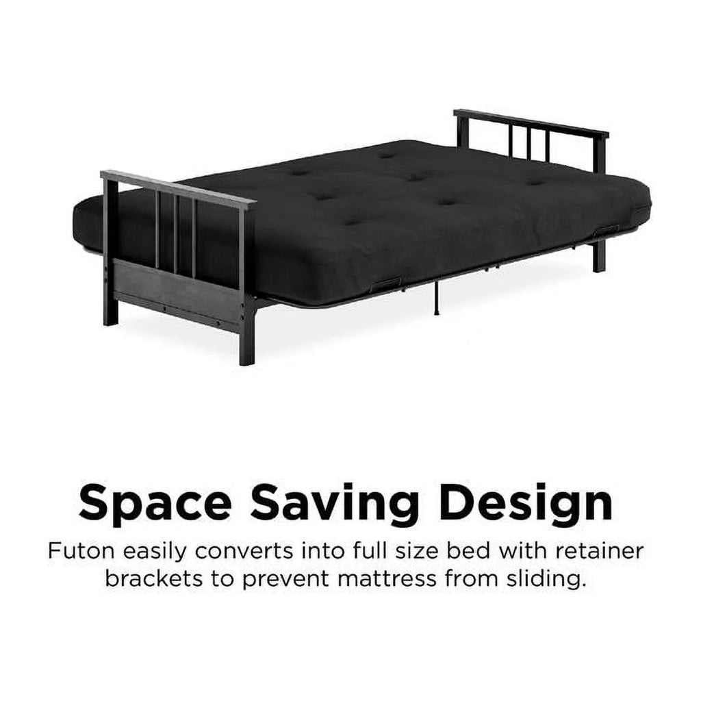 Thermobonded 6" Full Black DHP Metal Microfiber with Tallie Arm Futon Mattress