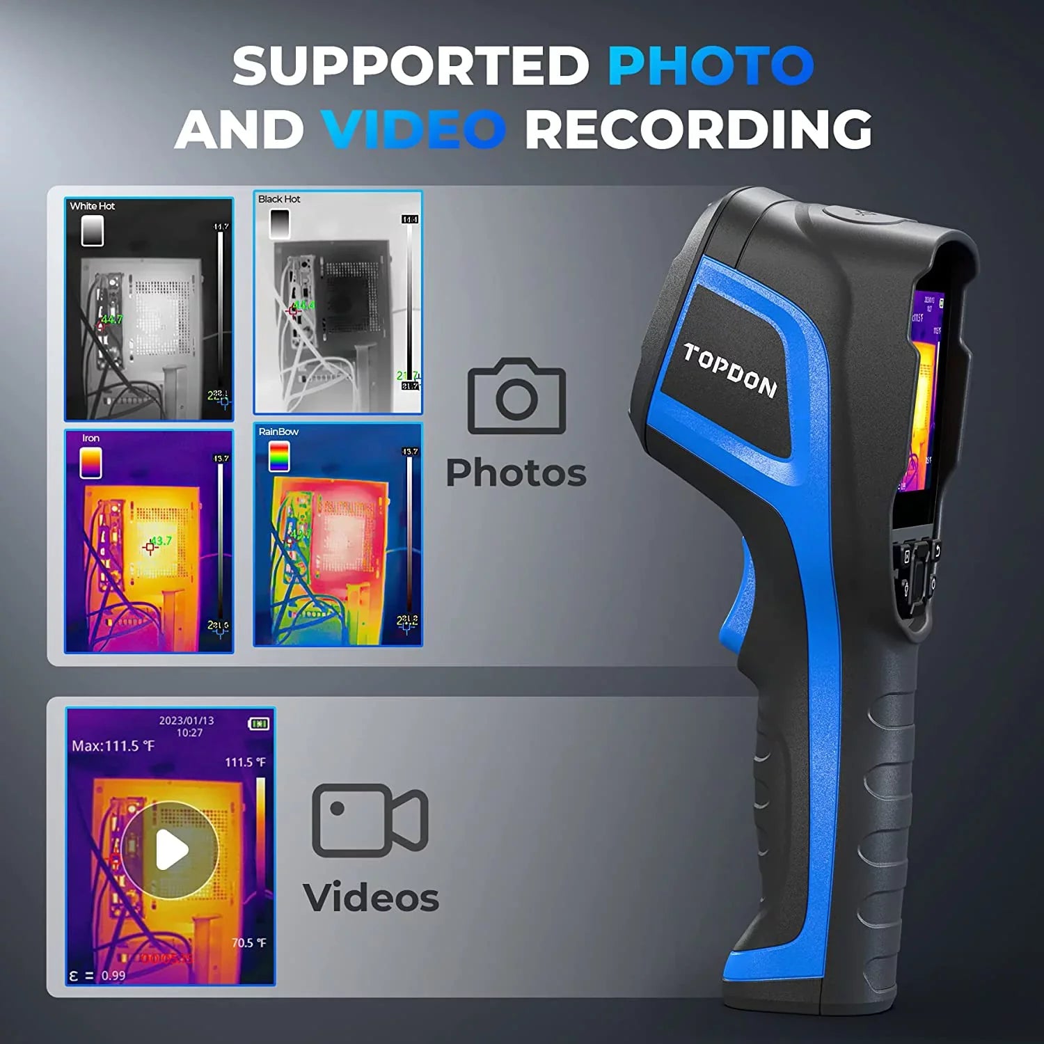 Camera High 12-Hour Handheld TC004 256 IR x Camera, 192 Imaging Camera Battery Thermal Life Thermal TOPDON Resolution Infrared