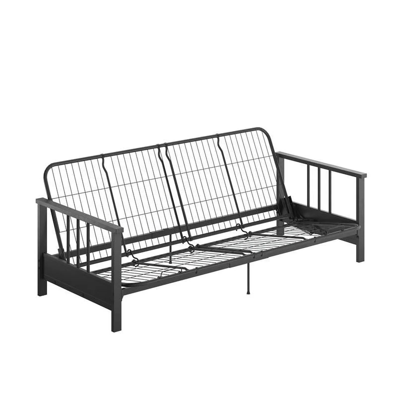 Thermobonded 6" Full Black DHP Metal Microfiber with Tallie Arm Futon Mattress