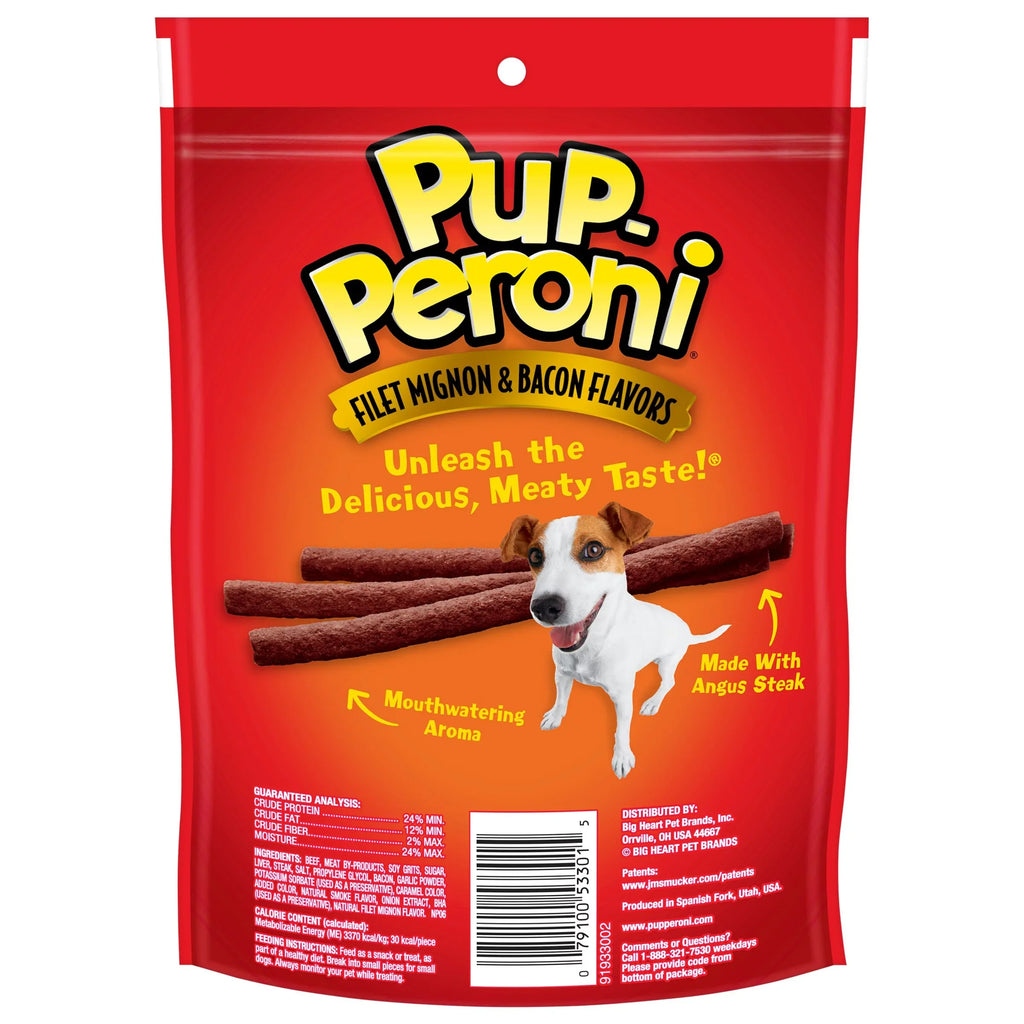 Dog Bag 8) Pup-Peroni Mignon & Treats, Flavor (Pack Filet of Bacon 5.6oz
