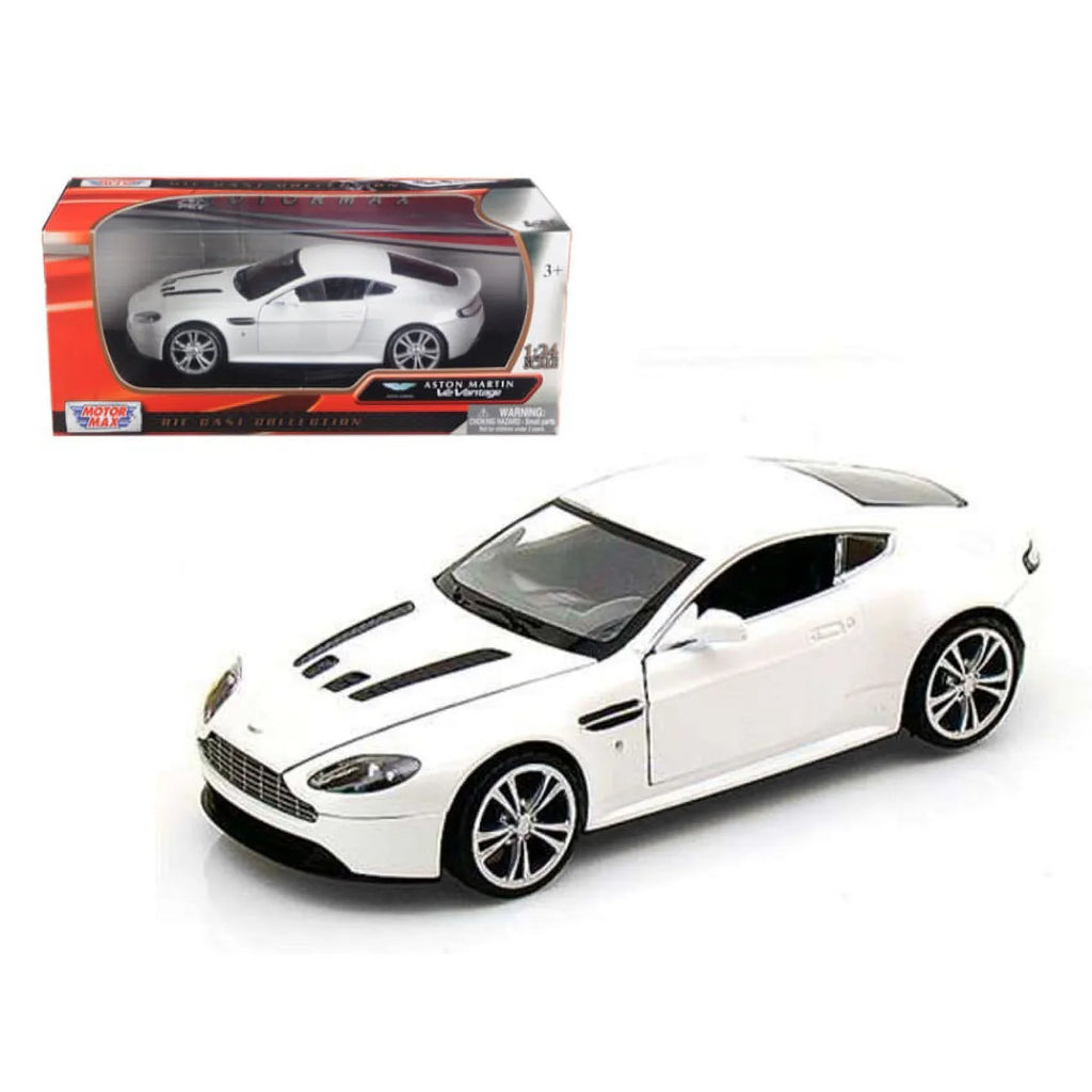 White Model Vantage Car 1/24 by V12 Pearl Diecast Martin Motormax Aston