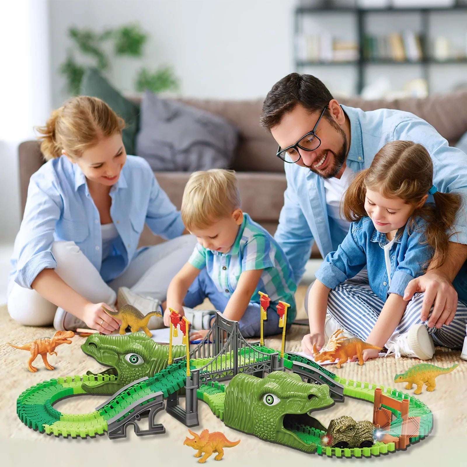 Track Birthday Cars, 5 Toddler Christmas 7 Road Dinosaur Train Toys Set, 3 Year 8 4 Gifts Boys Girls Toys Old World 6 for Beefunni Dinosaur Race 2
