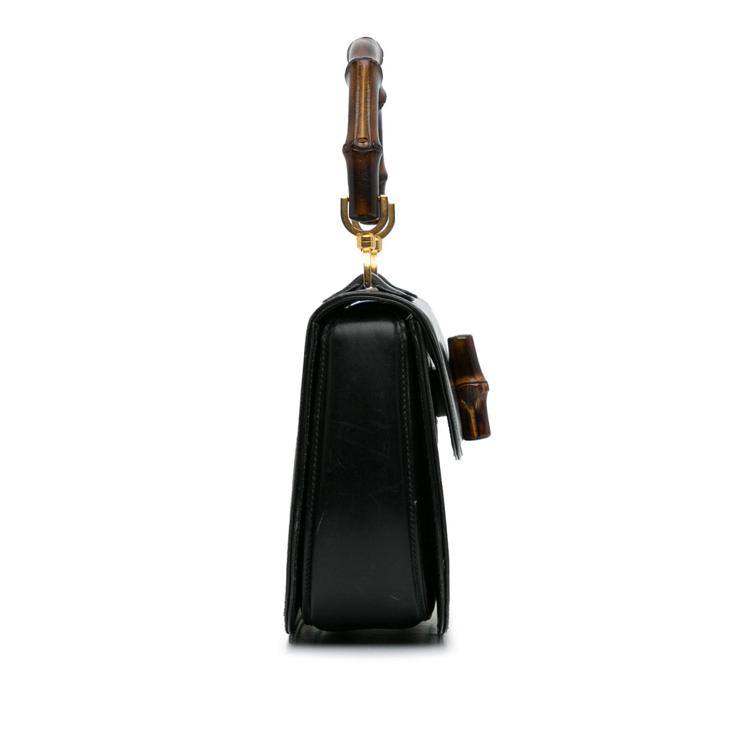 Handbag Top Gucci Bamboo Black Night HandleBag Pre-Owned Calf Authenticated Leather (Good) Unisex
